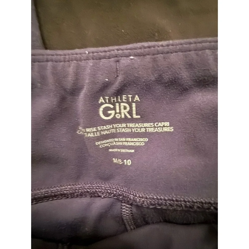 Athleta Girl Leggings Bundle M 8-10 Black Olive Green Navy 3pk